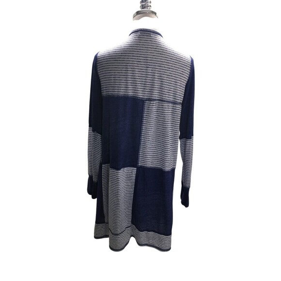 Allen Allen Cardigan Duster Women's Size Medium Blue Striped - Picture 2 of 6